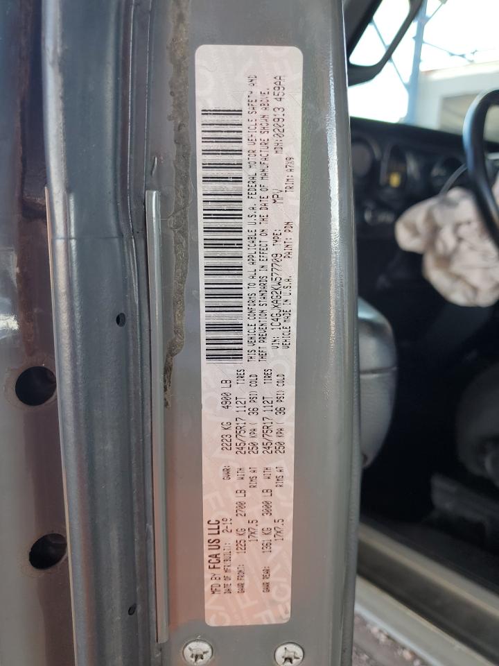 2019 Jeep Wrangler Sport VIN: 1C4GJXAG2KW577709 Lot: 82336595