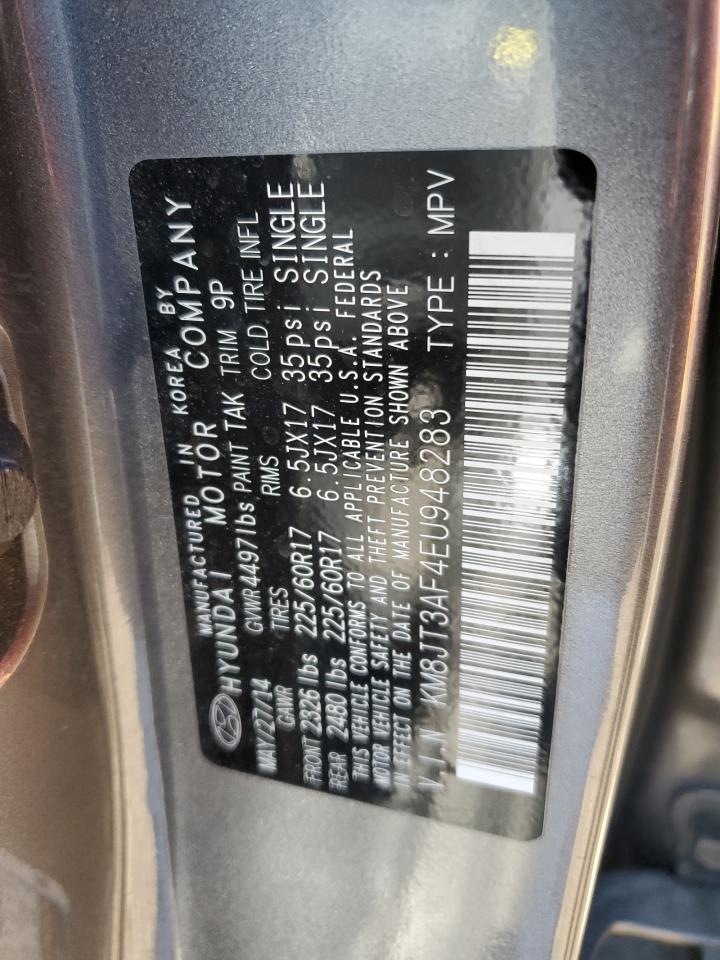 2014 Hyundai Tucson Gls VIN: KM8JT3AF4EU948283 Lot: 82346985