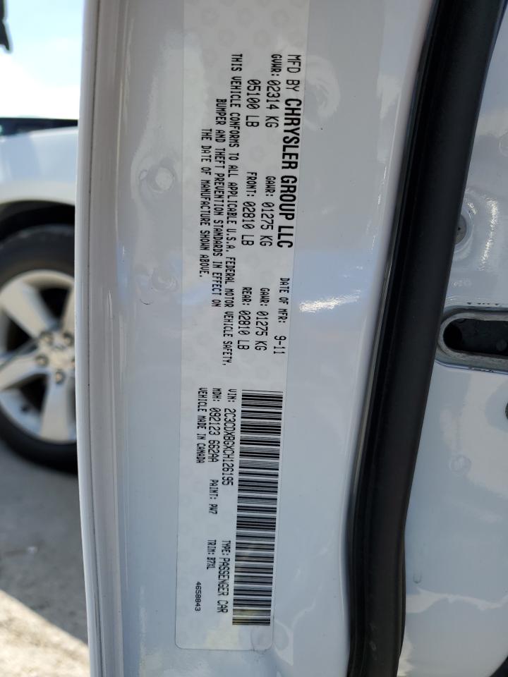 2012 Dodge Charger Se VIN: 2C3CDXBGXCH126195 Lot: 86212135