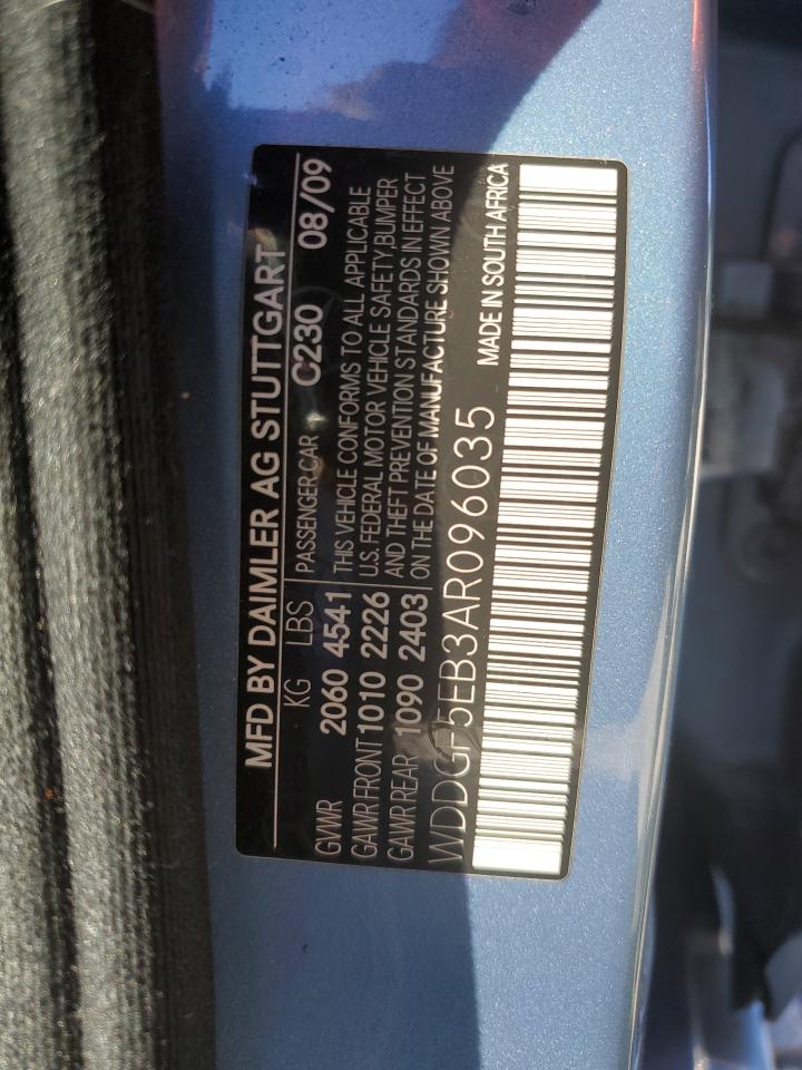 2010 Mercedes-Benz C 300 VIN: WDDGF5EB3AR096035 Lot: 82228595