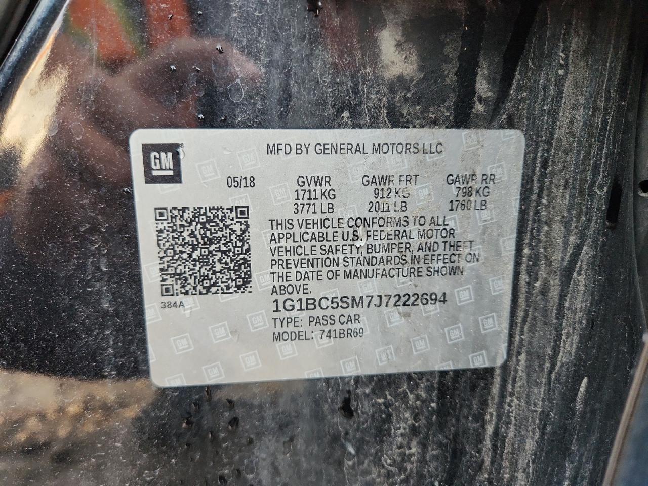 2018 Chevrolet Cruze Ls VIN: 1G1BC5SM7J7222694 Lot: 86271565