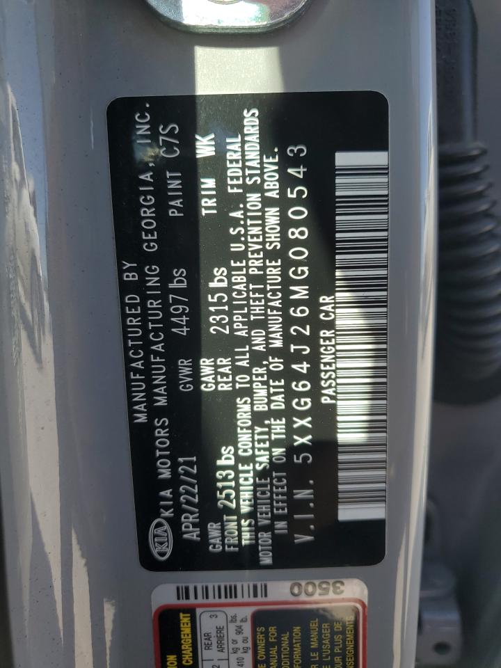 2021 Kia K5 Gt Line VIN: 5XXG64J26MG080543 Lot: 87217025