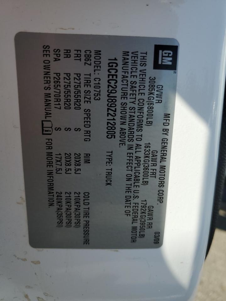 2009 Chevrolet Silverado C1500 Lt VIN: 1GCEC29J89Z212805 Lot: 85197535