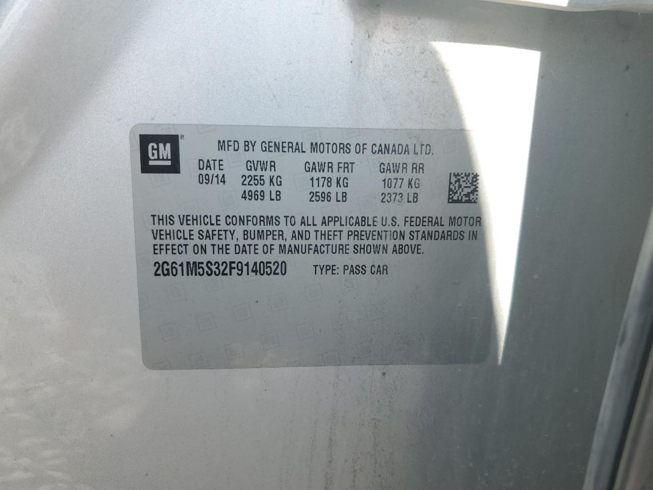 2015 Cadillac Xts Luxury Collection VIN: 2G61M5S32F9140520 Lot: 89888355