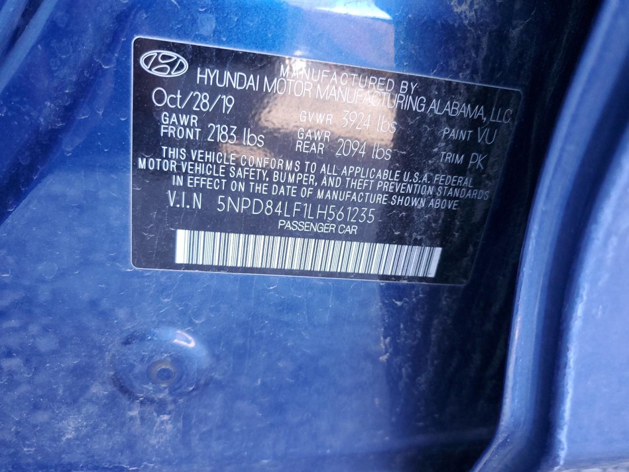 2020 Hyundai Elantra Sel VIN: 5NPD84LF1LH561235 Lot: 82346805