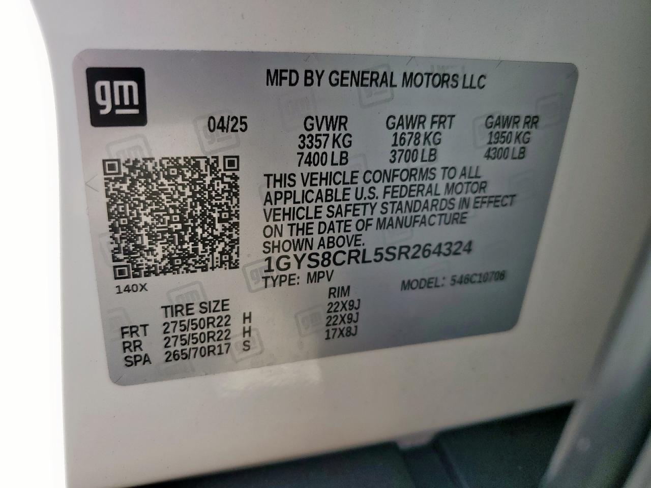 2025 Cadillac Escalade Premium Luxury VIN: 1GYS8CRL5SR264324 Lot: 90646985