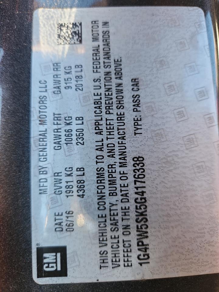 2016 Buick Verano Sport Touring VIN: 1G4PW5SK5G4176338 Lot: 86813175