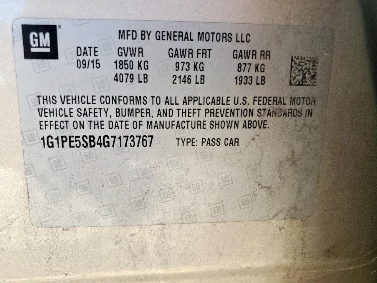 2016 Chevrolet Cruze Limited Lt VIN: 1G1PE5SB4G7173767 Lot: 86593155