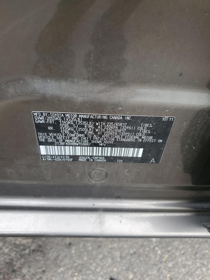 2011 Toyota Rav4 VIN: 2T3BF4DV8BW159867 Lot: 89647195