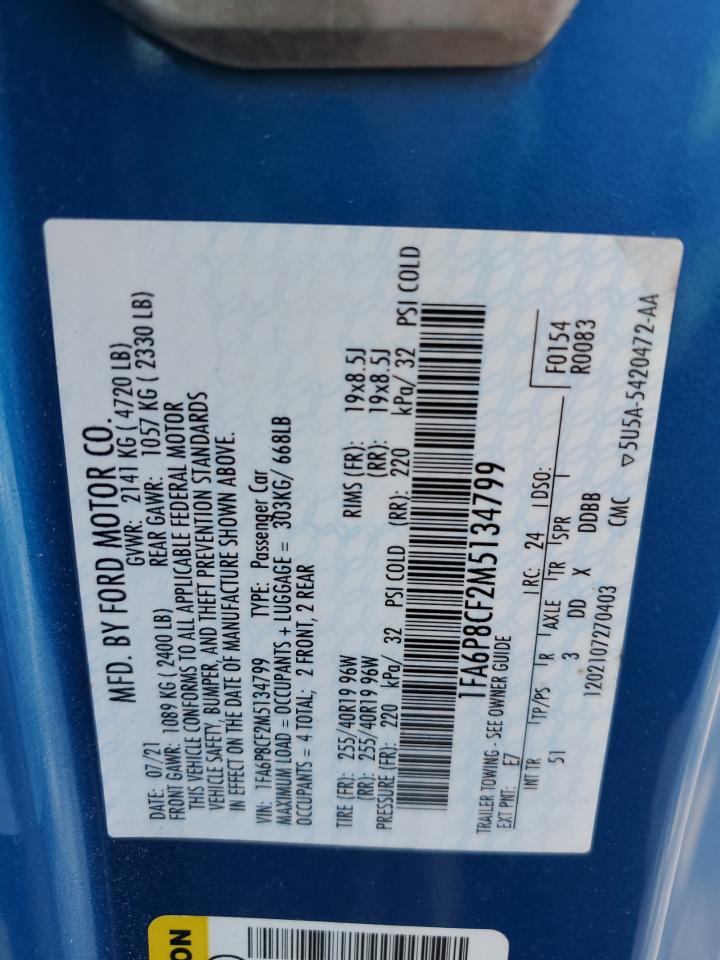 2021 Ford Mustang Gt VIN: 1FA6P8CF2M5134799 Lot: 82559195