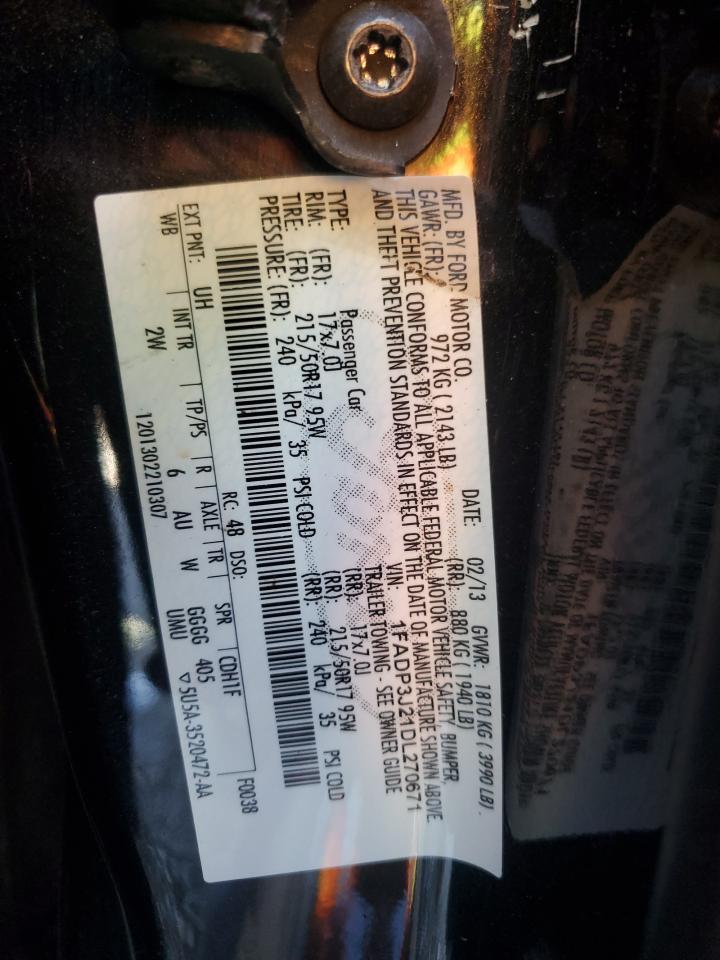 2013 Ford Focus Titanium VIN: 1FADP3J21DL270671 Lot: 86302005