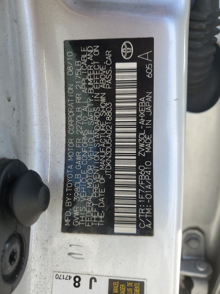 2010 Toyota Prius VIN: JTDKN3DU5A0218803 Lot: 85306205