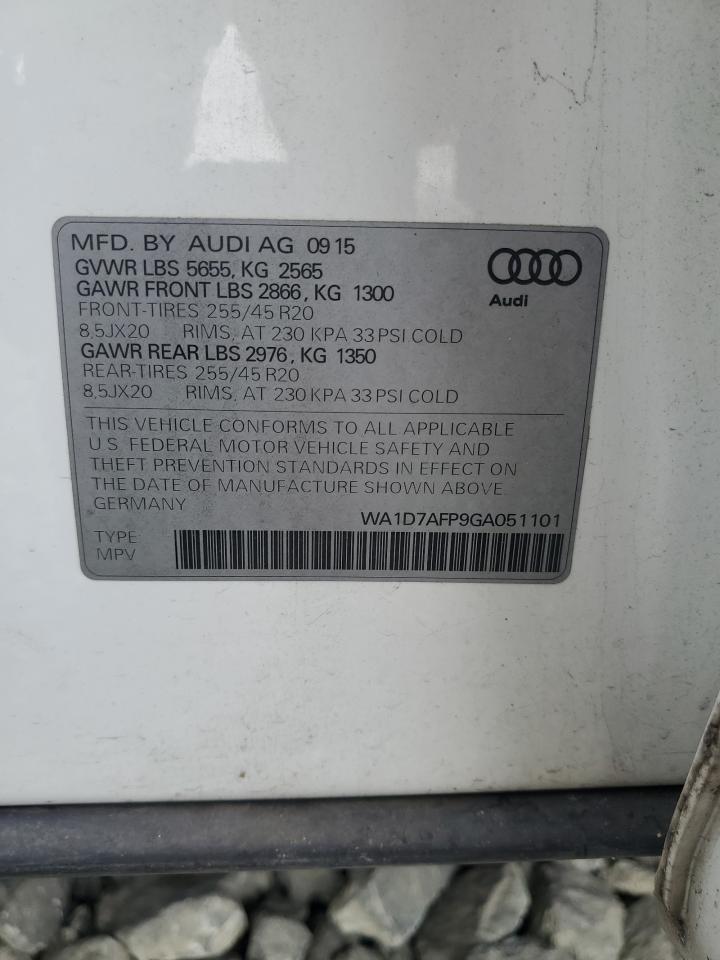 2016 Audi Q5 Premium Plus S-Line VIN: WA1D7AFP9GA051101 Lot: 90508785