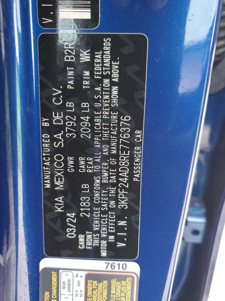 2024 Kia Forte Lx VIN: 3KPF24AD8RE776376 Lot: 90121975