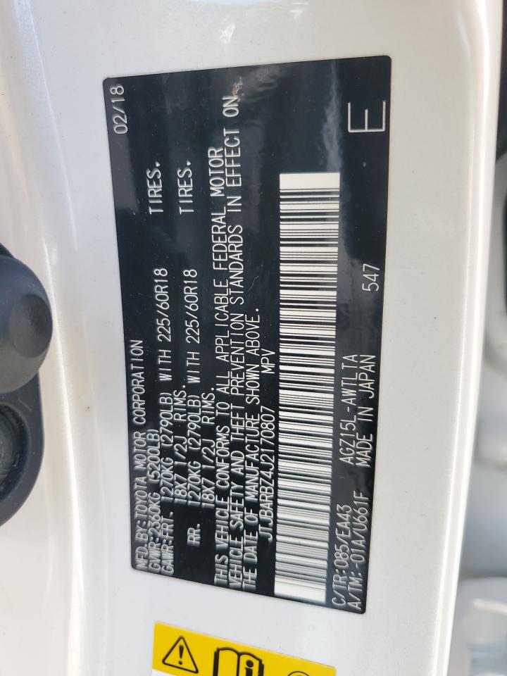 2018 Lexus Nx 300 Base VIN: JTJBARBZ4J2170807 Lot: 85142895