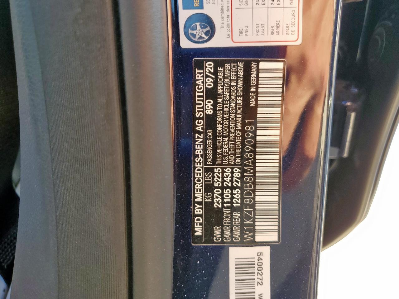 2021 Mercedes-Benz E 350 VIN: W1KZF8DB8MA890981 Lot: 82285375