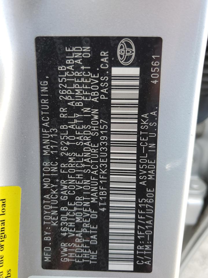 2014 Toyota Camry L VIN: 4T1BF1FK3EU339157 Lot: 82587955