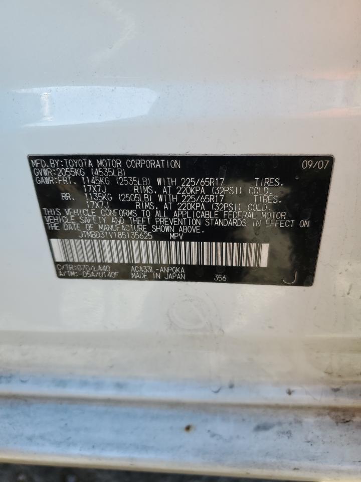 2008 Toyota Rav4 Limited VIN: JTMBD31V185135625 Lot: 85147255