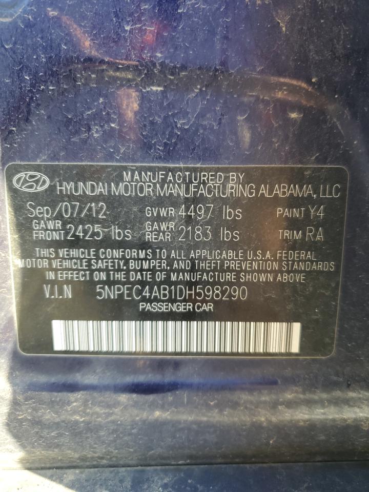 2013 Hyundai Sonata Se VIN: 5NPEC4AB1DH598290 Lot: 81984525