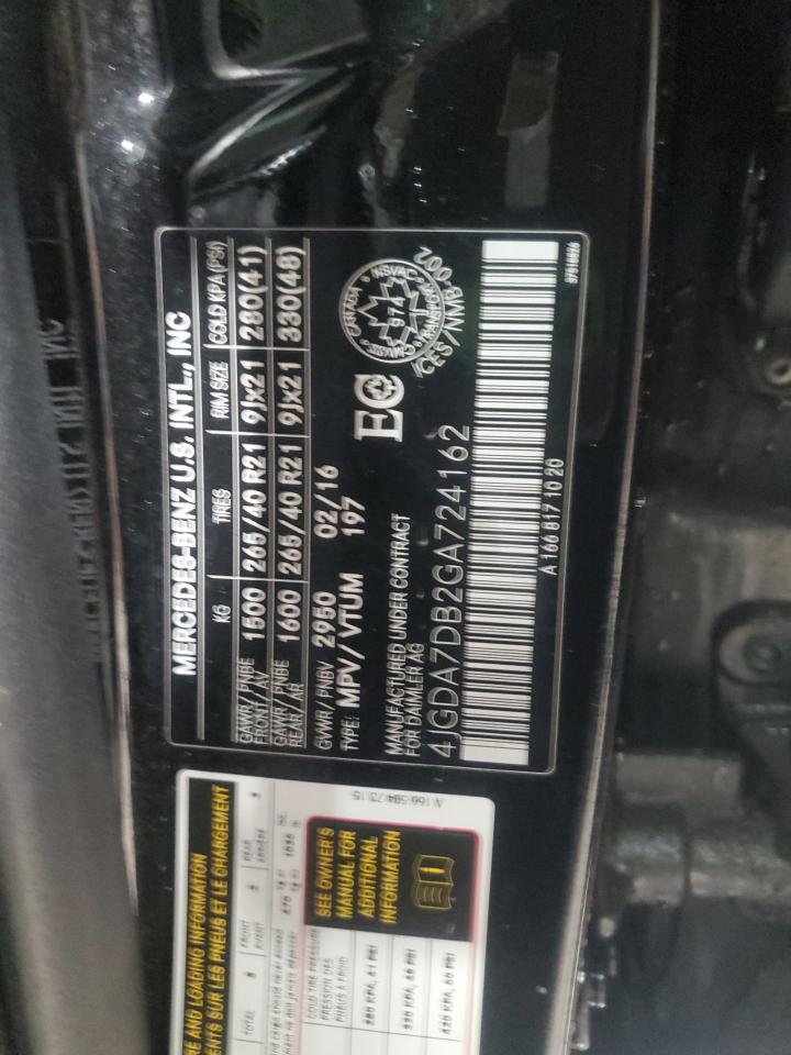 2016 Mercedes-Benz Gle 550 4Matic VIN: 4JGDA7DB2GA724162 Lot: 85953895