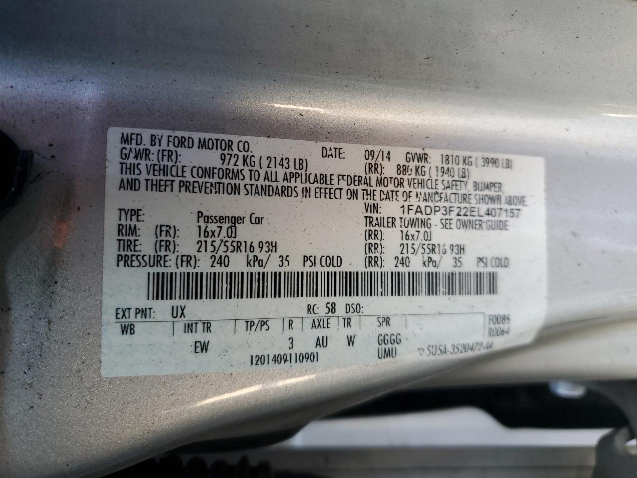 2014 Ford Focus Se VIN: 1FADP3F22EL407157 Lot: 82509095