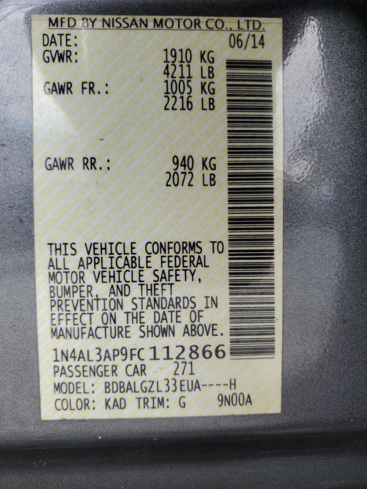 2015 Nissan Altima 2.5 VIN: 1N4AL3AP9FC112866 Lot: 90063755