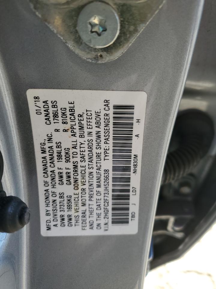 2018 Honda Civic Ex VIN: 2HGFC2F73JH526638 Lot: 85661145