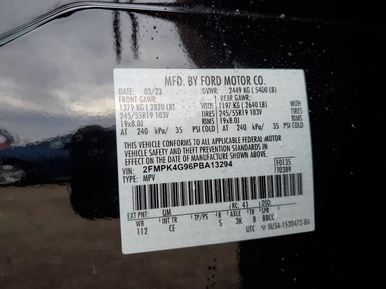 2023 Ford Edge Se VIN: 2FMPK4G96PBA13294 Lot: 86594775