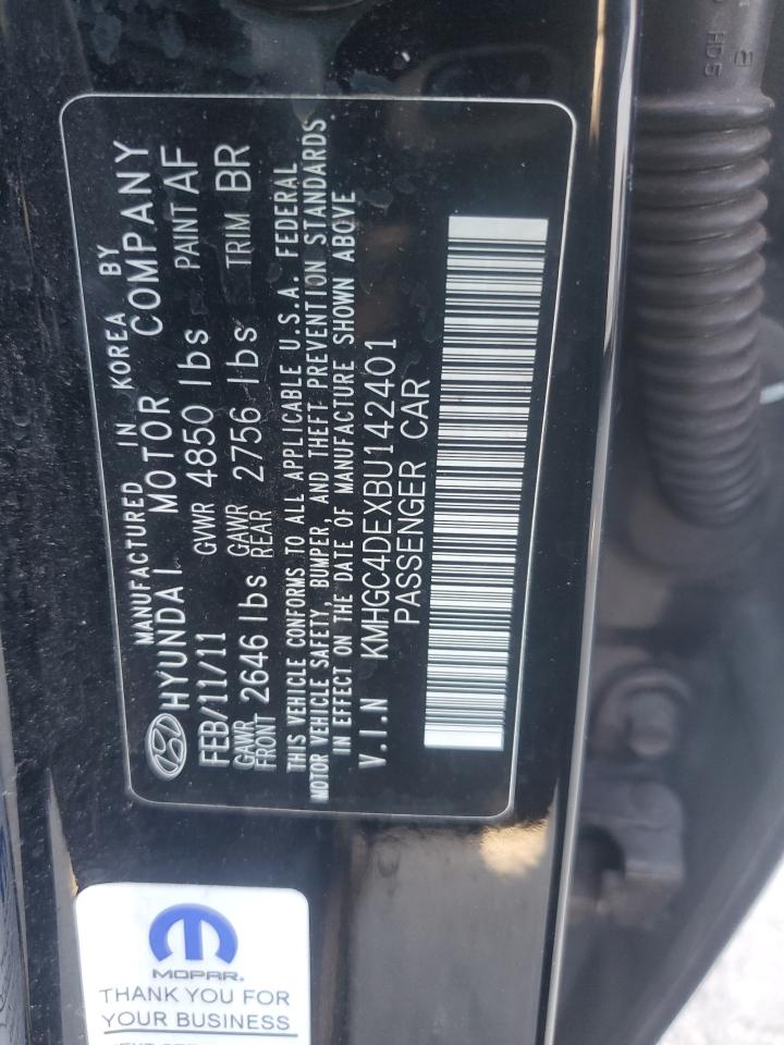 2011 Hyundai Genesis 3.8L VIN: KMHGC4DEXBU142401 Lot: 86495215