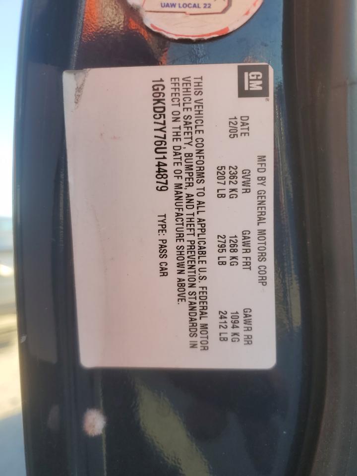 2006 Cadillac Dts VIN: 1G6KD57Y76U144879 Lot: 71883515