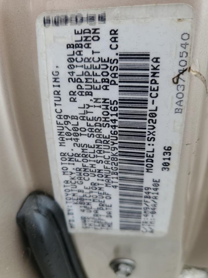 2000 Toyota Camry Ce VIN: 4T1BG28K9YU644165 Lot: 85202285