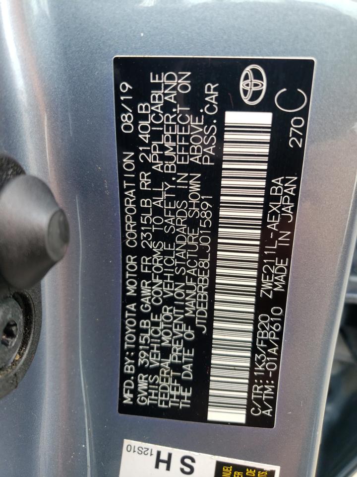 2020 Toyota Corolla Le VIN: JTDEBRBE8LJ015891 Lot: 85526555