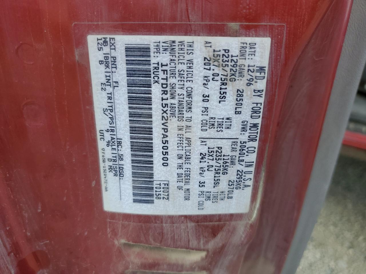 1997 Ford Ranger Super Cab VIN: 1FTDR15X2VPA50500 Lot: 83993265