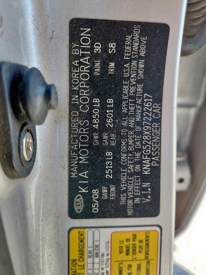 2009 Kia Rondo Base VIN: KNAFG528X97222617 Lot: 85582865