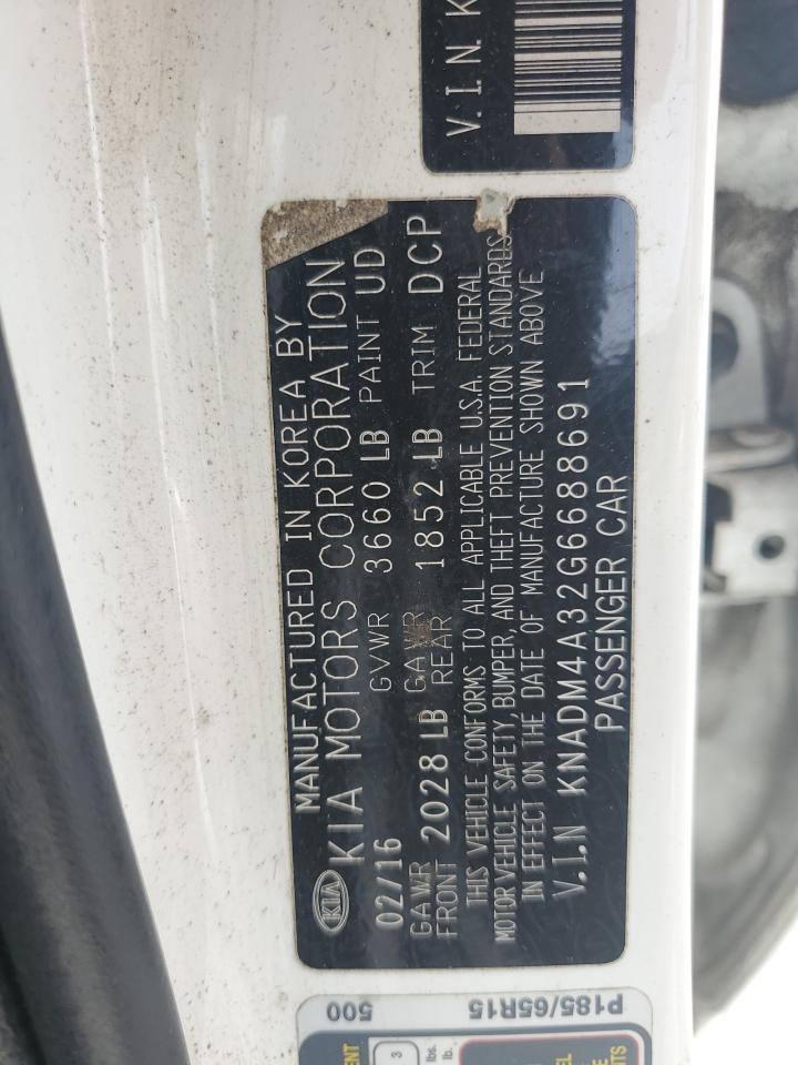 2016 Kia Rio Lx VIN: KNADM4A32G6688691 Lot: 87032105