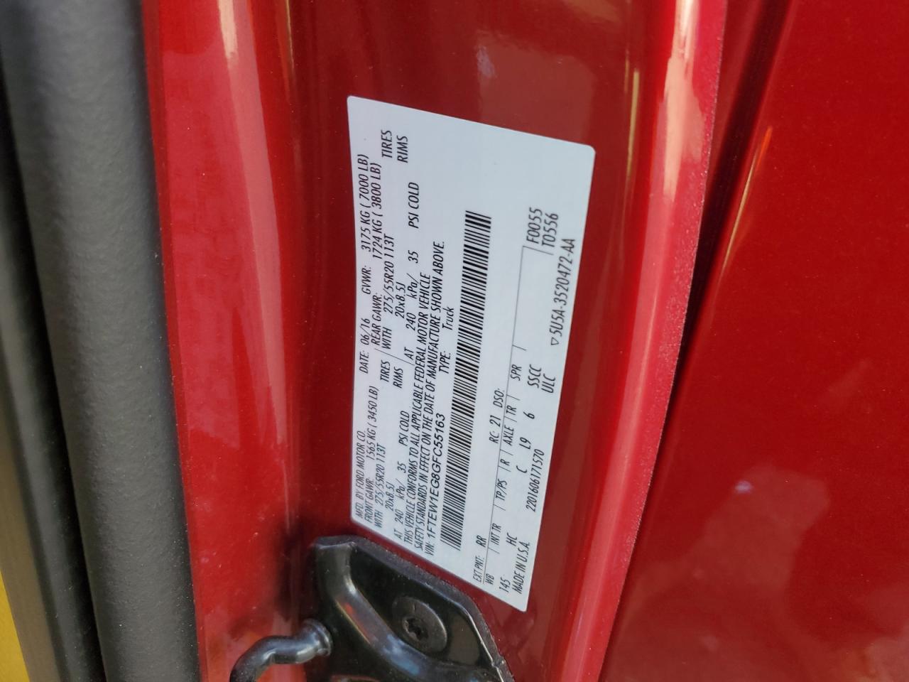 2016 Ford F150 Supercrew VIN: 1FTEW1EG8GFC55163 Lot: 90477005