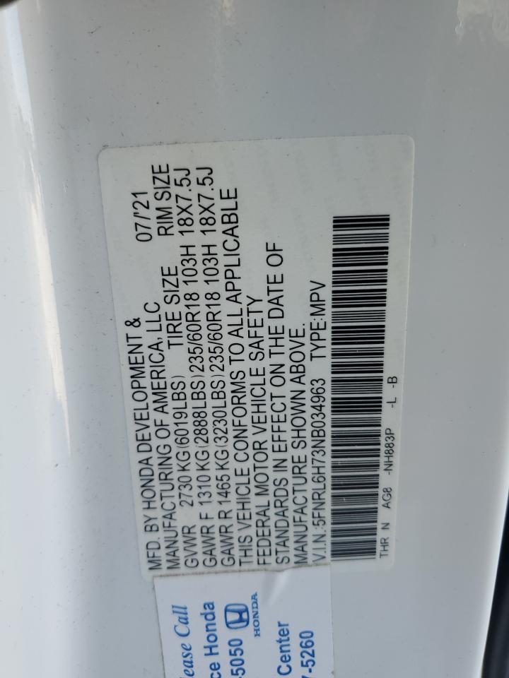 2022 Honda Odyssey Exl VIN: 5FNRL6H73NB034963 Lot: 81632475