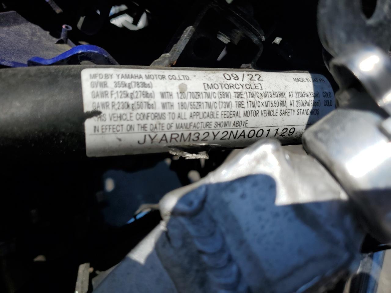 2022 Yamaha Mt07 C VIN: JYARM32Y2NA001129 Lot: 85193845