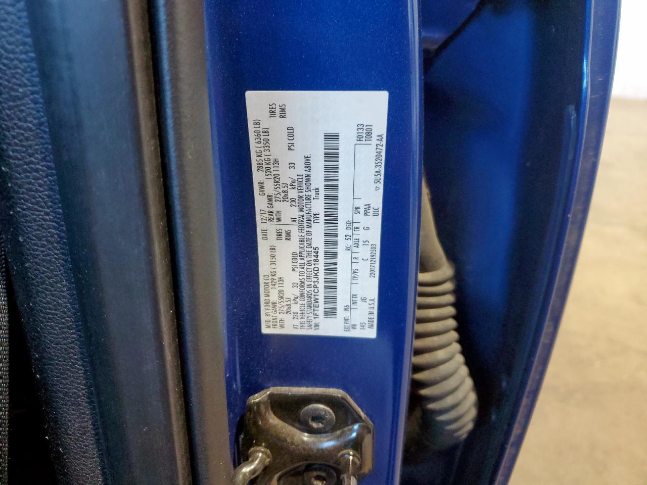 2018 Ford F150 Supercrew VIN: 1FTEW1CP3JKD18445 Lot: 90831585