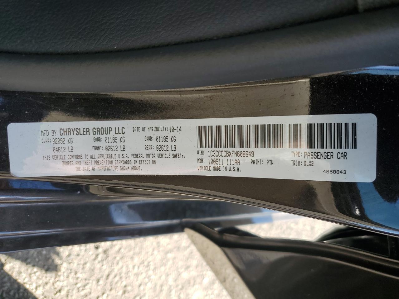 2015 Chrysler 200 C VIN: 1C3CCCCBXFN606649 Lot: 84811825