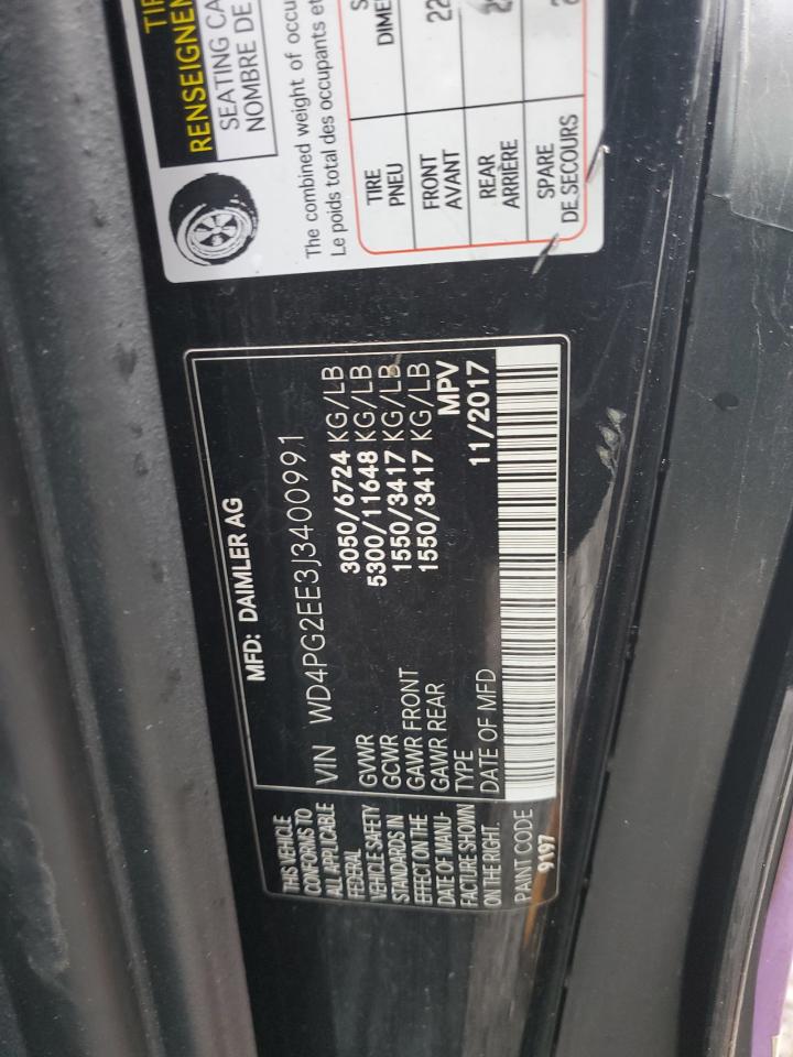 2018 Mercedes-Benz Metris VIN: WD4PG2EE3J3400991 Lot: 86500245