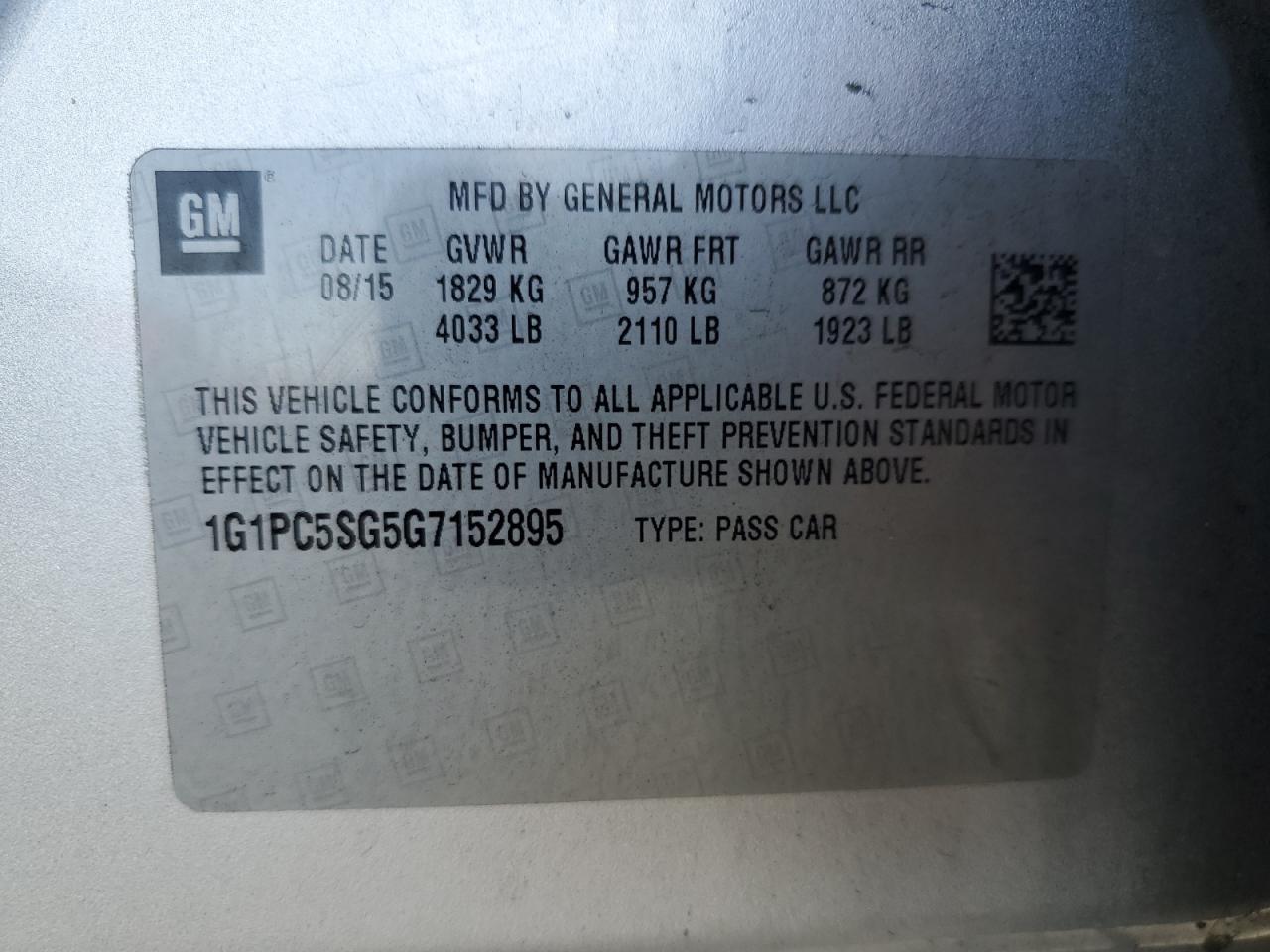 2016 Chevrolet Cruze Limited Ls VIN: 1G1PC5SG5G7152895 Lot: 83755225