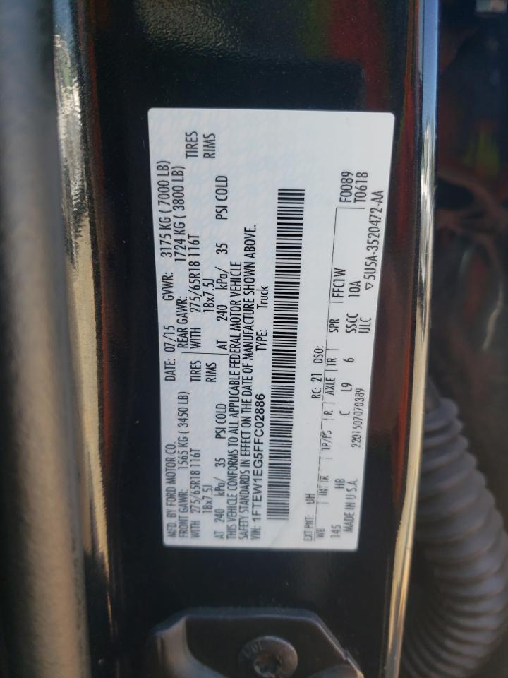 2015 Ford F150 Supercrew VIN: 1FTEW1EG5FFC02886 Lot: 82343075