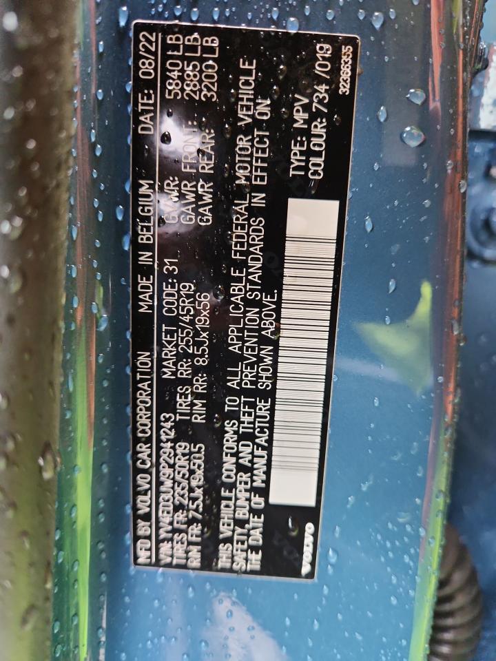 2023 Volvo Xc40 Recharge Plus VIN: YV4ED3UW9P2941243 Lot: 87437455