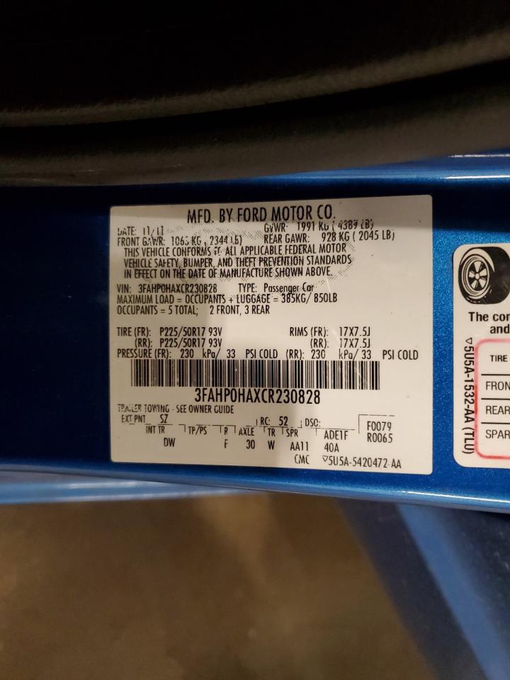 2012 Ford Fusion Se VIN: 3FAHP0HAXCR230828 Lot: 84736855