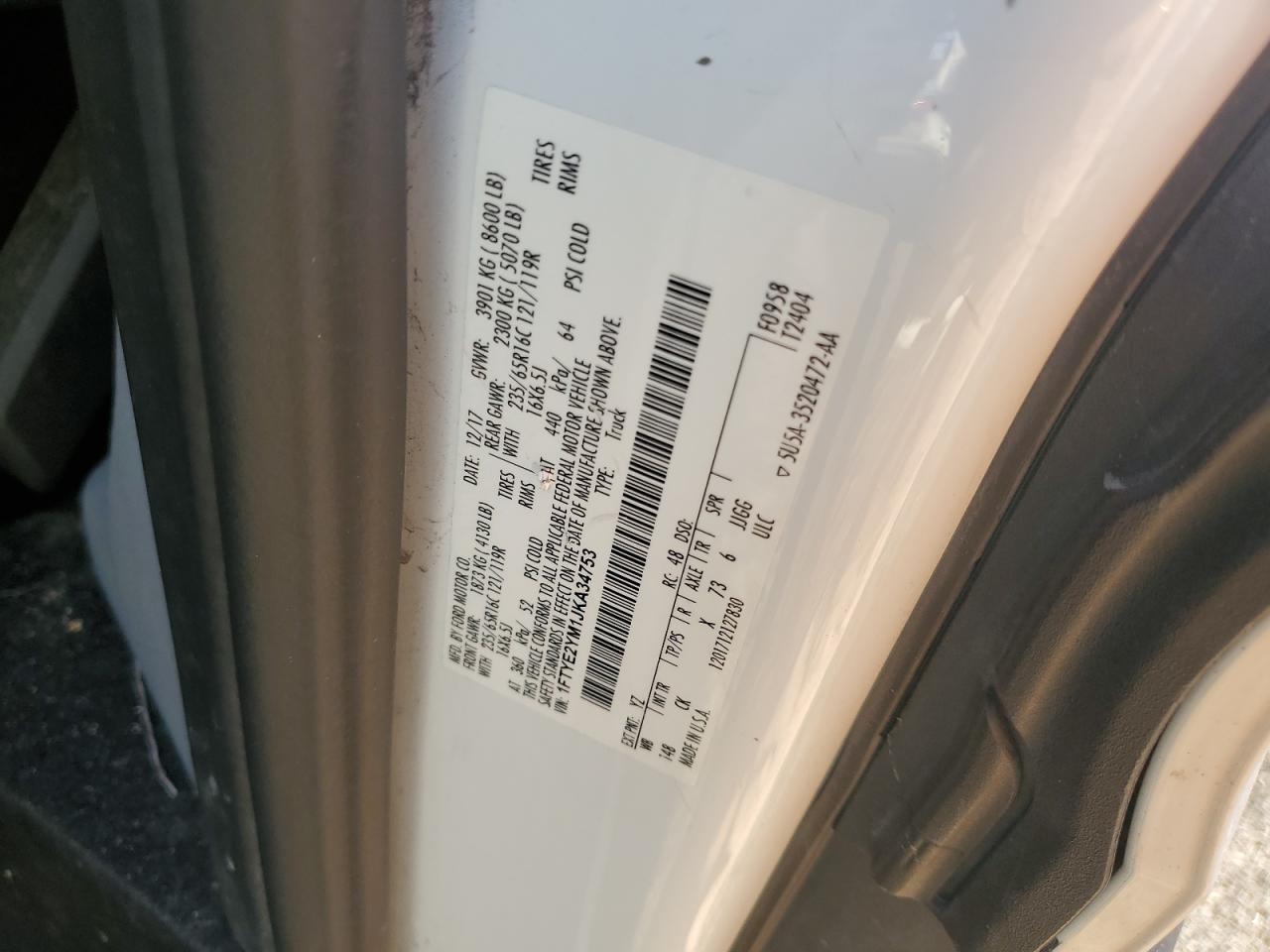 2018 Ford Transit T-150 VIN: 1FTYE2YM1JKA34753 Lot: 84484705