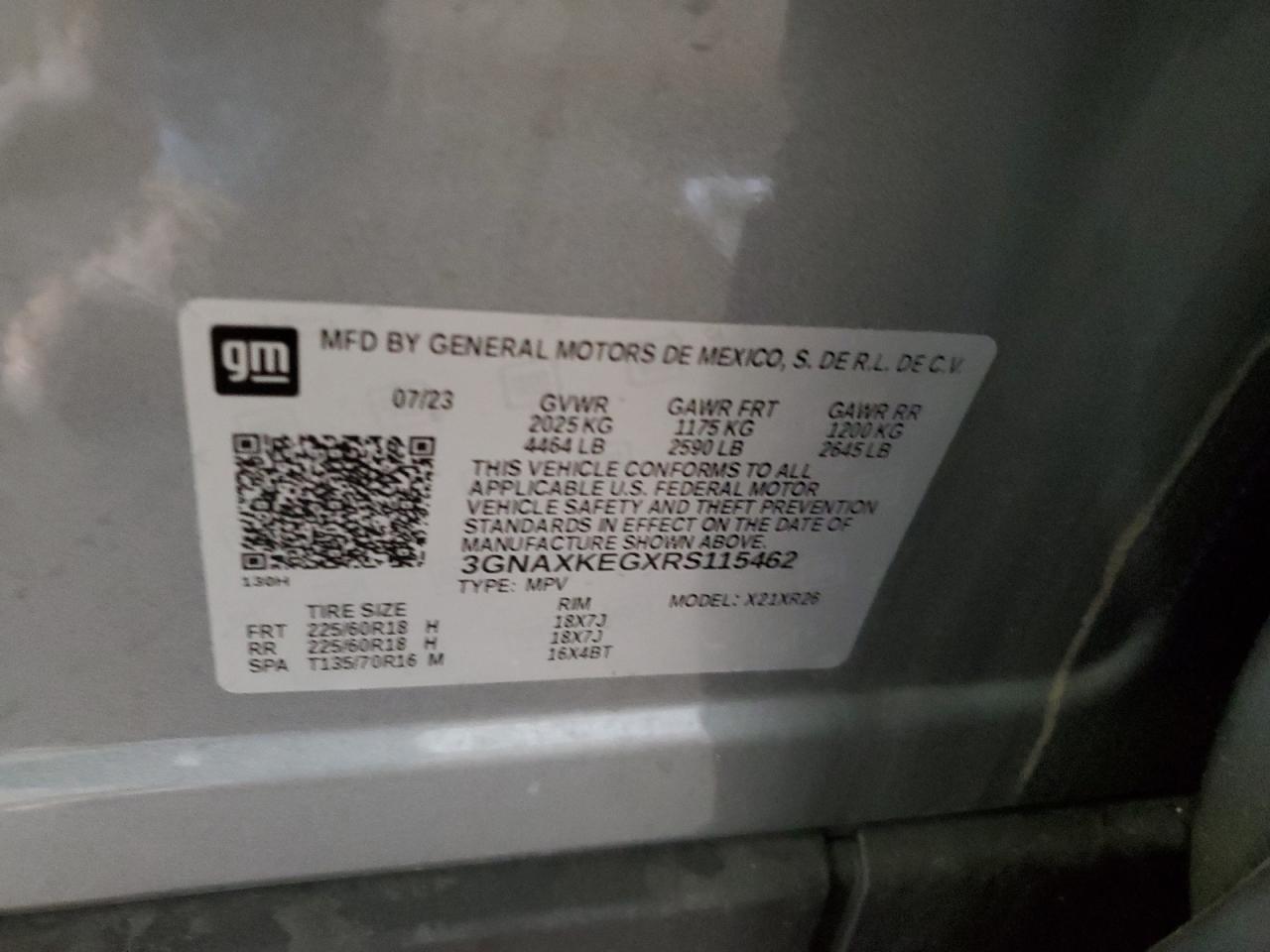 2024 Chevrolet Equinox Lt VIN: 3GNAXKEGXRS115462 Lot: 82292995