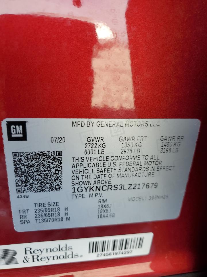 2020 Cadillac Xt5 Premium Luxury VIN: 1GYKNCRS3LZ217679 Lot: 84653855