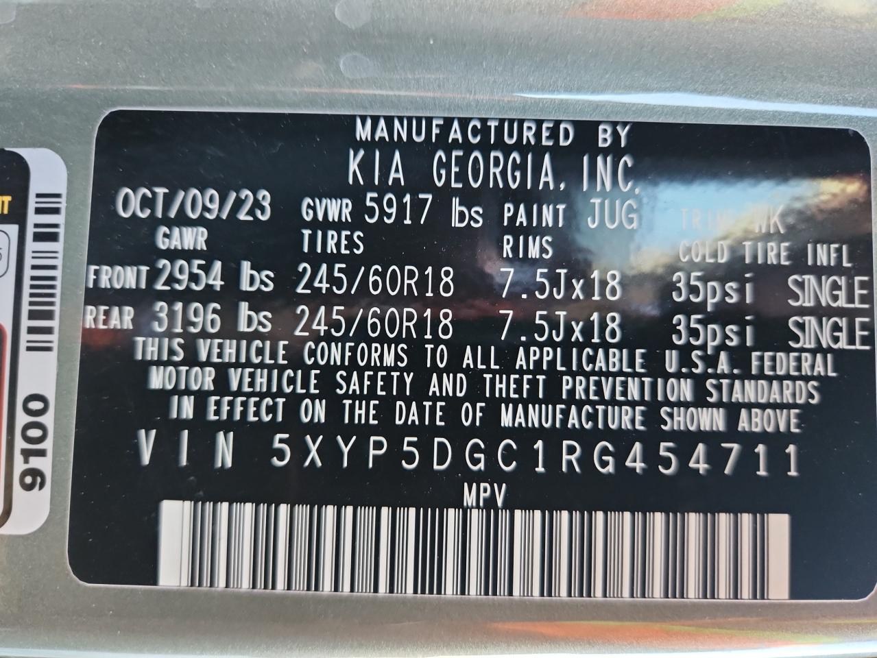 2024 Kia Telluride Sx VIN: 5XYP5DGC1RG454711 Lot: 84781205