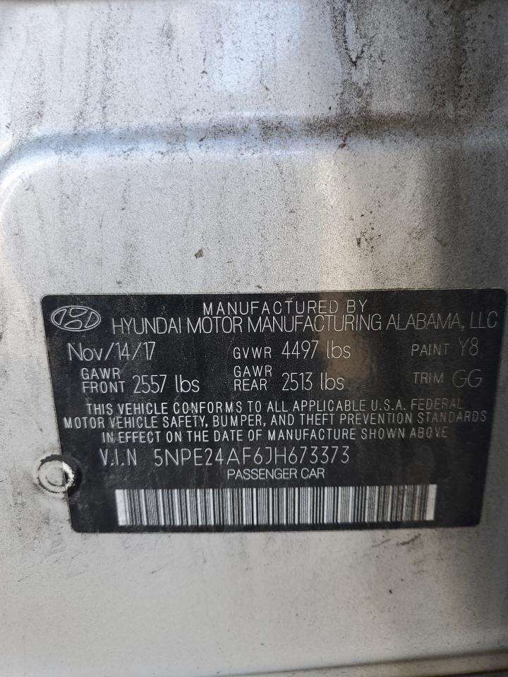 2018 Hyundai Sonata Se VIN: 5NPE24AF6JH673373 Lot: 85004575